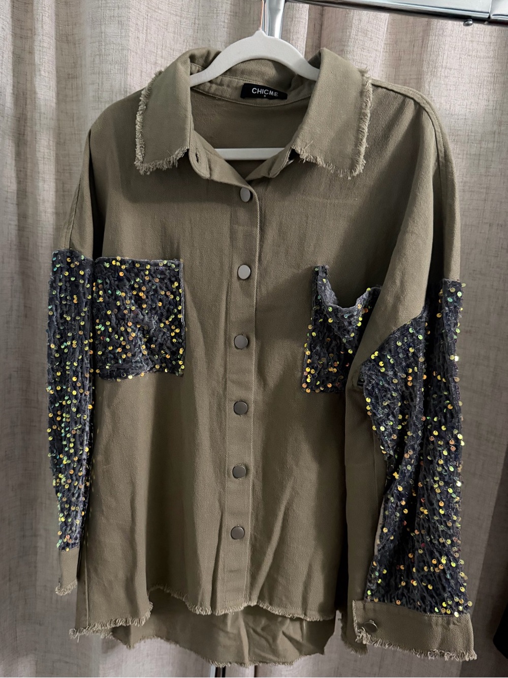 ChicMe Brown Button-Up Shirt-Jacket